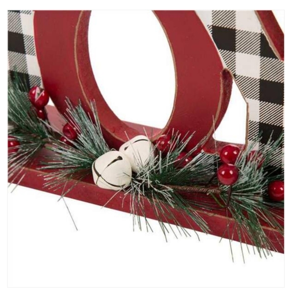 🆕 Glitzhome 11 in. L Wooden Christmas Plaid JOY Table Decor, NWT - Picture 4 of 7